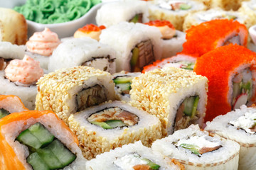 Sushi rolls isolate on white