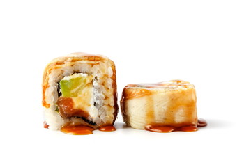 Sushi rolls isolate on white