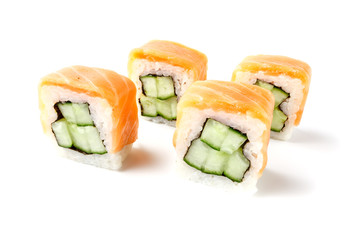 Sushi rolls isolate on white