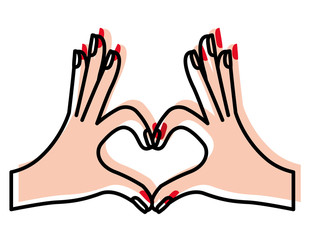 hands forming a heart with fingers vector illustration design
