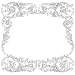 Vintage border frame engraving with retro ornament pattern in antique baroque style decorative design. Vector