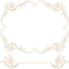 Golden vintage border frame engraving with retro ornament pattern in antique baroque style decorative design. Vector