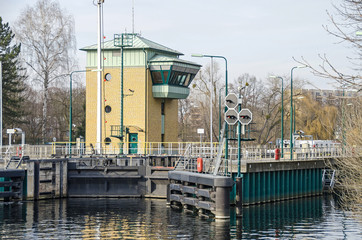Fototapeta na wymiar Spandau locks on the river Havel in Berlin, Germany