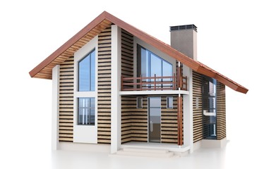 3d modern house on white background 3D illustration