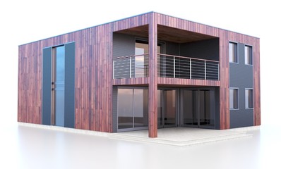 3d modern house on white background 3D illustration