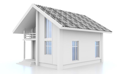 3d white modern house on white background 3D illustration