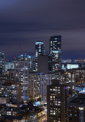 Night view of downtown Toronto, Ontario, Canada. 
