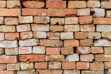 Old brick wall Background, texture of red brickwork.