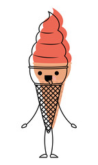 Fototapeta na wymiar delicious ice cream kawaii character vector illustration design