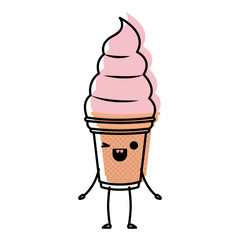 delicious ice cream kawaii character vector illustration design