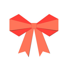 Red bow on a white background. Vector illustration.
