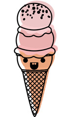 delicious ice cream kawaii character vector illustration design
