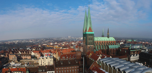 Lübeck Panorama mit Marienkirche