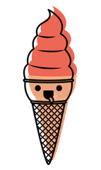 delicious ice cream kawaii character vector illustration design