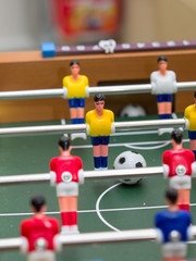 table football detail of colorful player (figurines)