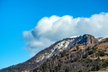 Winter mountain landscape with rocks and snow