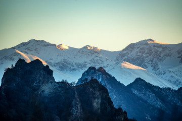 Fototapeta na wymiar Winter mountain landscape with rocks and snow