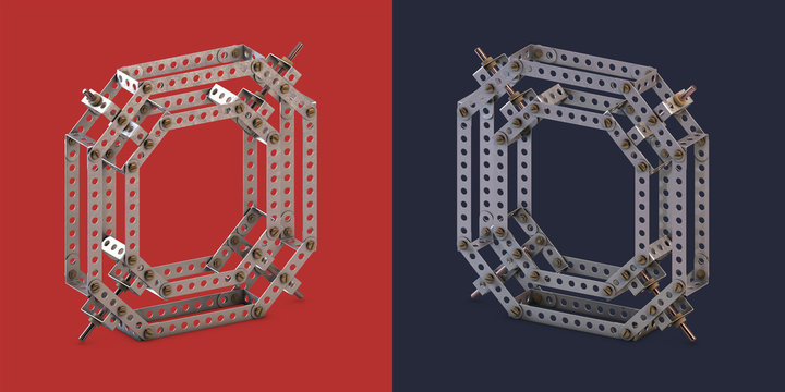3d rendered metal constructor alphabet