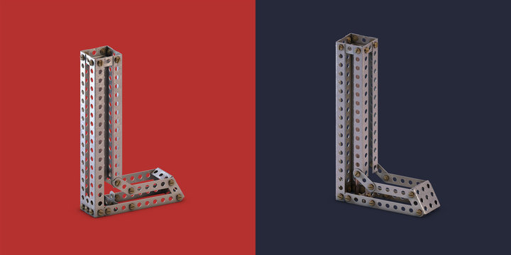 3d rendered metal constructor alphabet