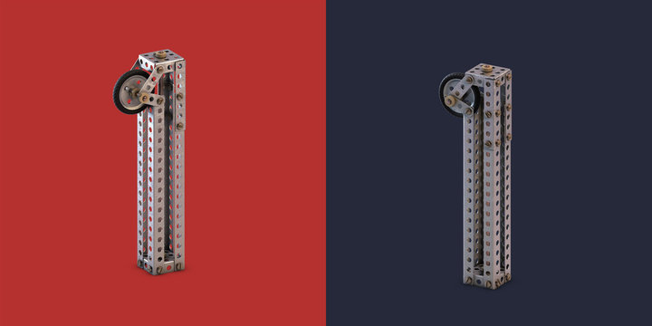 3d rendered metal constructor alphabet