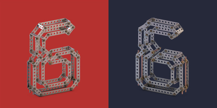 3d rendered metal constructor alphabet