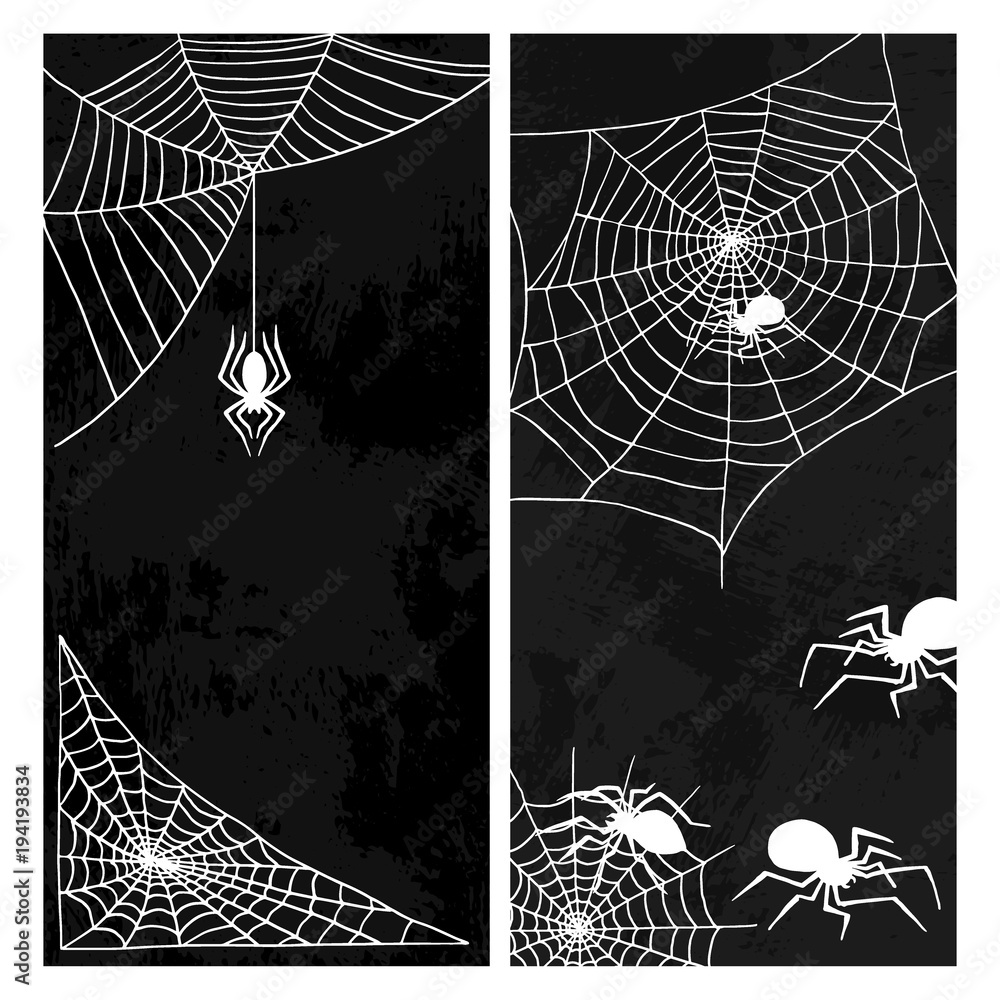 Wall mural spiders vector web silhouette spooky nature halloween element cobweb decoration fear spooky net. web