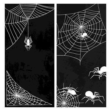 Spiders vector web silhouette spooky nature halloween element cobweb decoration fear spooky net. Web with spider isolated