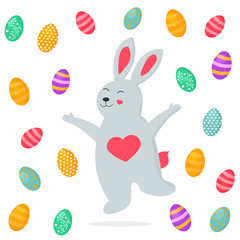 Holiday bright design with cute Easter rabbit
