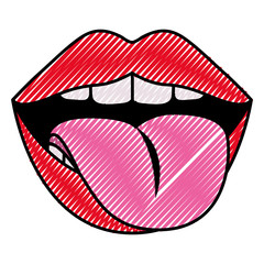 sensuality lips with tongue out vector illustration design