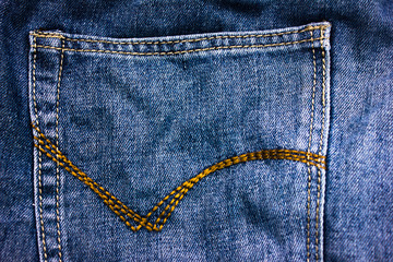 Closeup shot of Blue Jeans texture. Denim background clothing