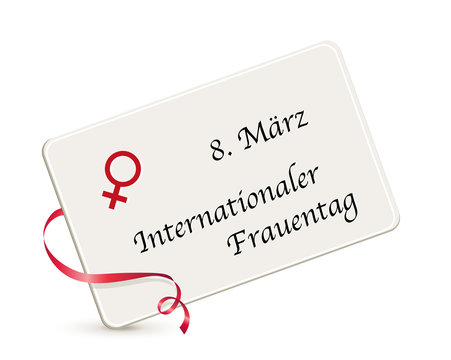 Internationaler Frauentag,
Karte zum Weltfrauentag,
Karte mit Venus Symbol mit Datum,
Vektor Illustration isoliert auf weißem Hintergrund 