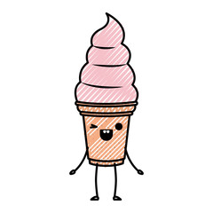 delicious ice cream kawaii character vector illustration design