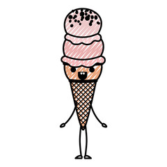 delicious ice cream kawaii character vector illustration design