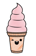 delicious ice cream kawaii character vector illustration design