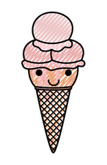 delicious ice cream kawaii character vector illustration design
