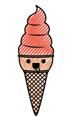 delicious ice cream kawaii character vector illustration design