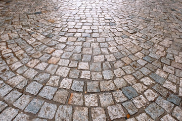 wet paving stones