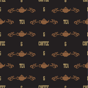 Fototapeta Coffee and tea seamless pattern design. Vector illustration.