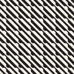 Vector seamless black and white halftone lines pattern. Abstract geometric retro background design.