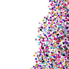 Beads background. Fashion accessory. Handmade craft. Glass beads top view. Sequins. Heap of gems. Rhinestones wallpaper. Realistic illustration. 3d rendering. Jewelry making.