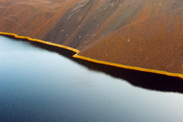 Abandoned open-pit mine of sulfide ore deposits in Sao Domingos, Portugal