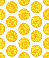 Fototapeta premium Floral seamless pattern. Hand drawn creative flower in round shape. Colorful artistic background. Abstract herb. It can be used for wallpaper, textiles, wrapping, card. Vector illustration, eps10