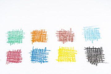 small colored rectangles made with wax crayons