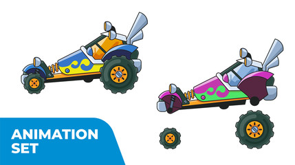 Blue and Purple Buggy. Prepared for animation.