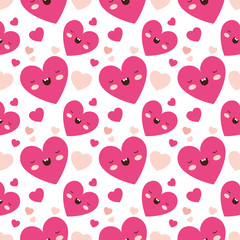 cute heart love kawaii pattern vector illustration design