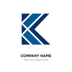 K Letter Logo with blue & black connected line elements. Abstract geometric design, Elegant Alphabet logotype.