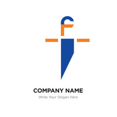 Abstract letter fi if logo design template, Alphabet initial letters company name concept. Flat thin line segments connected to each other, blue and yellow