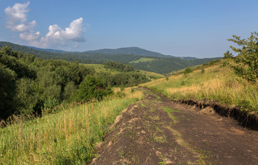 Road in the mountains of the resort of Belokurikha in Altai Krai