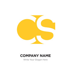 Abstract letter CS SC logo design template, Yellow Alphabet initial letters company name concept. Flat thin line segments connected to each other