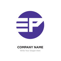 Abstract letter EP PE logo design template, Purple Alphabet initial letters company name concept. Flat thin line segments connected to each other